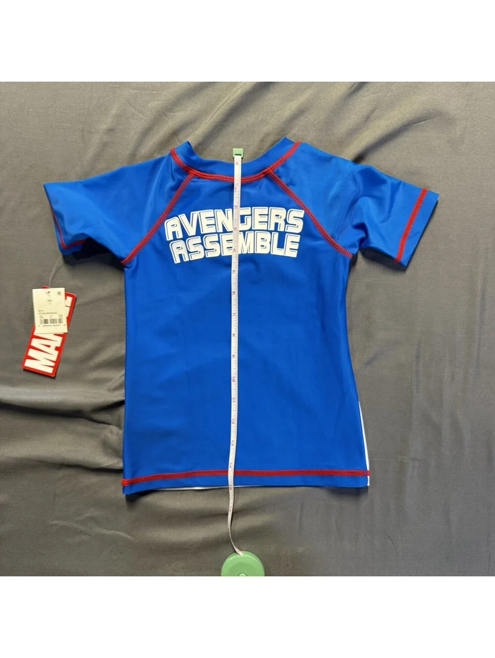 Marvel Avengers Boys Short Sleeve Rash Guard Swim Shirt Blue/White/Red Size 3